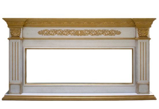 Портал Interflame Елизавета белый с золотой патиной под очаг FreeSpace 60 LED FX QZ